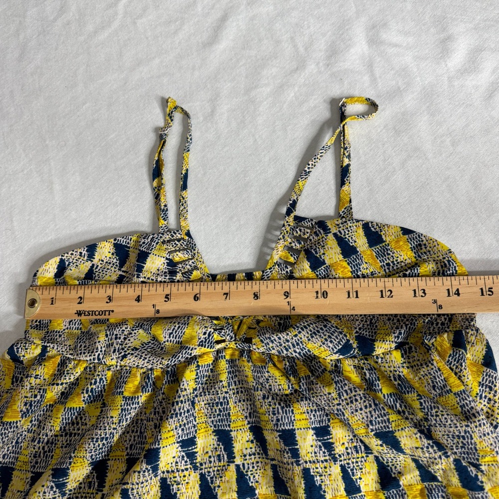 Winwin Apparel Yellow Geometric Print Babydoll Cami Tank Top Womens Medium - Picture 7 of 8